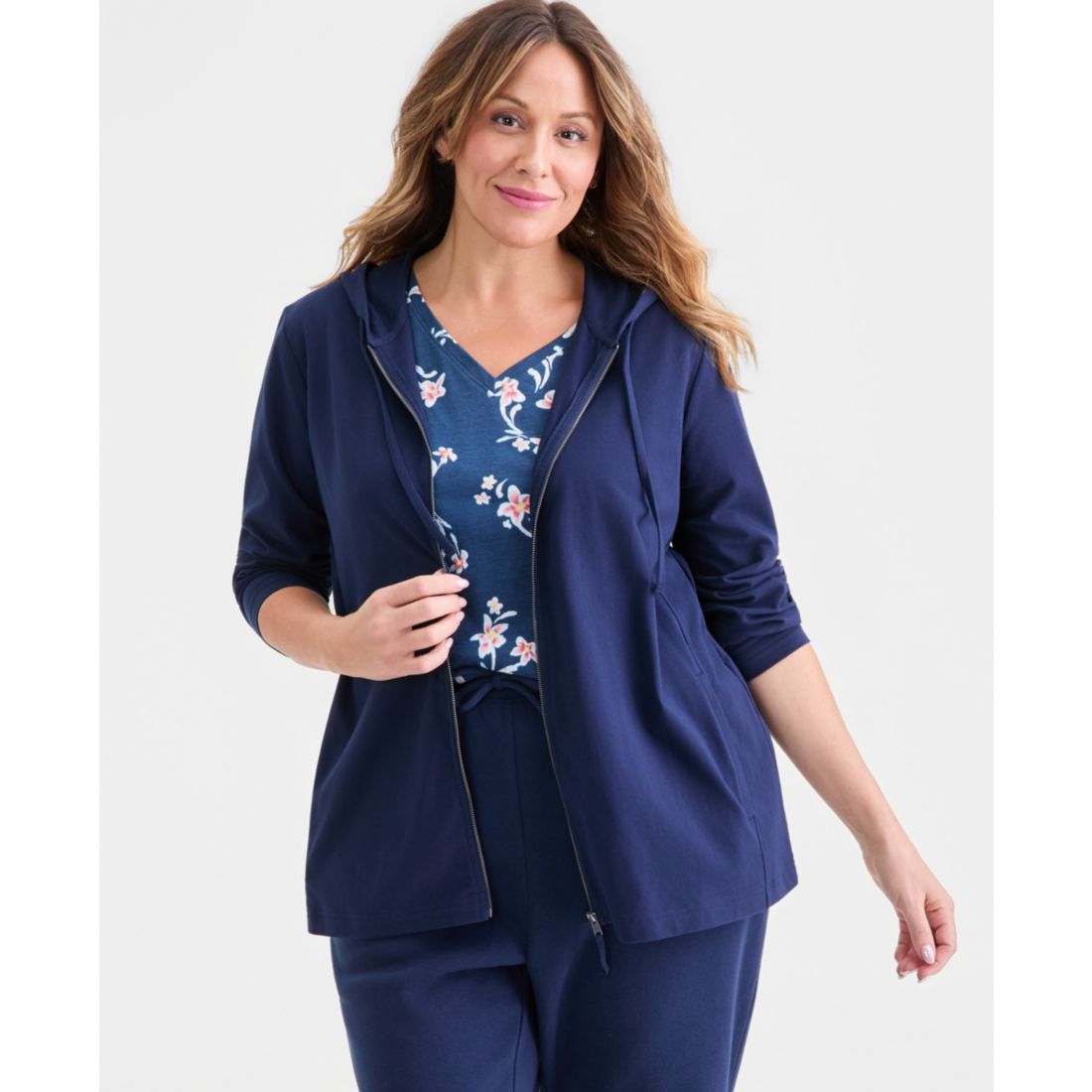 Style & Co Plus Size Zip-Up Hooded Sweatshirt, Exclusively at Macy's