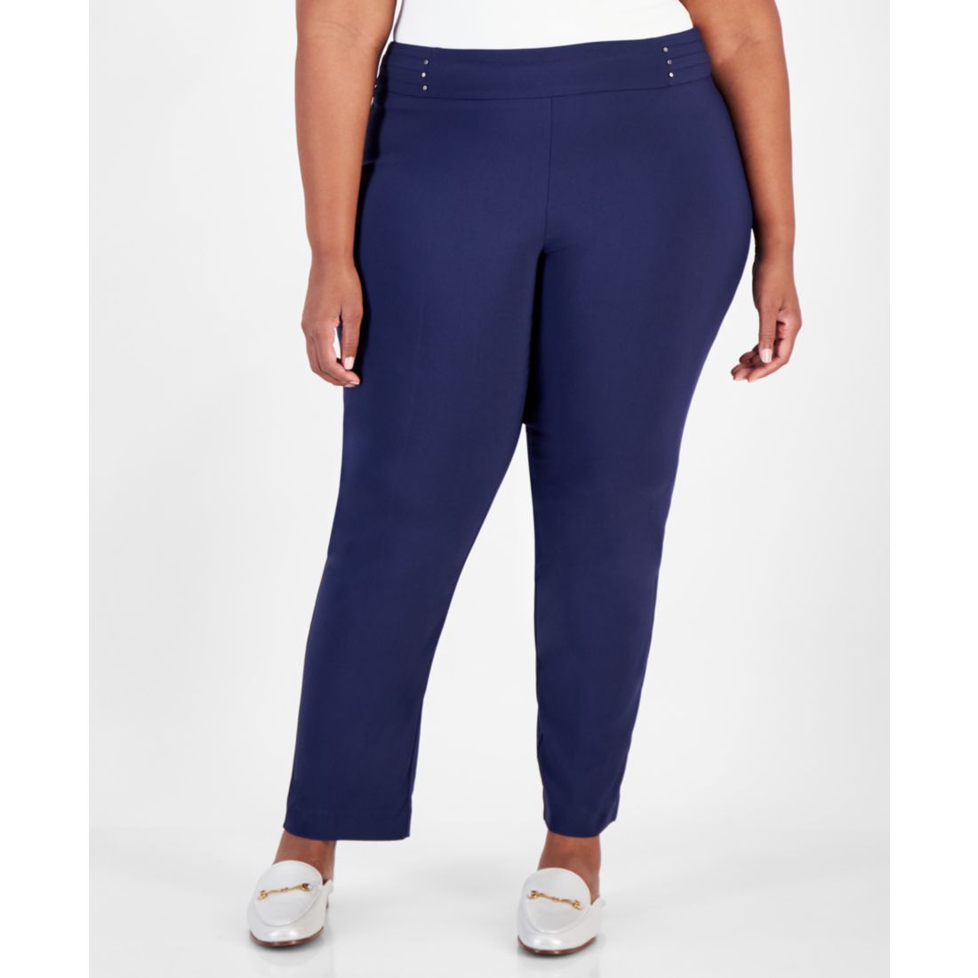 Jm Collection Plus & Petite Plus Size Tummy Control Pull-On Slim-Leg Pants, Exclusively at Macy's