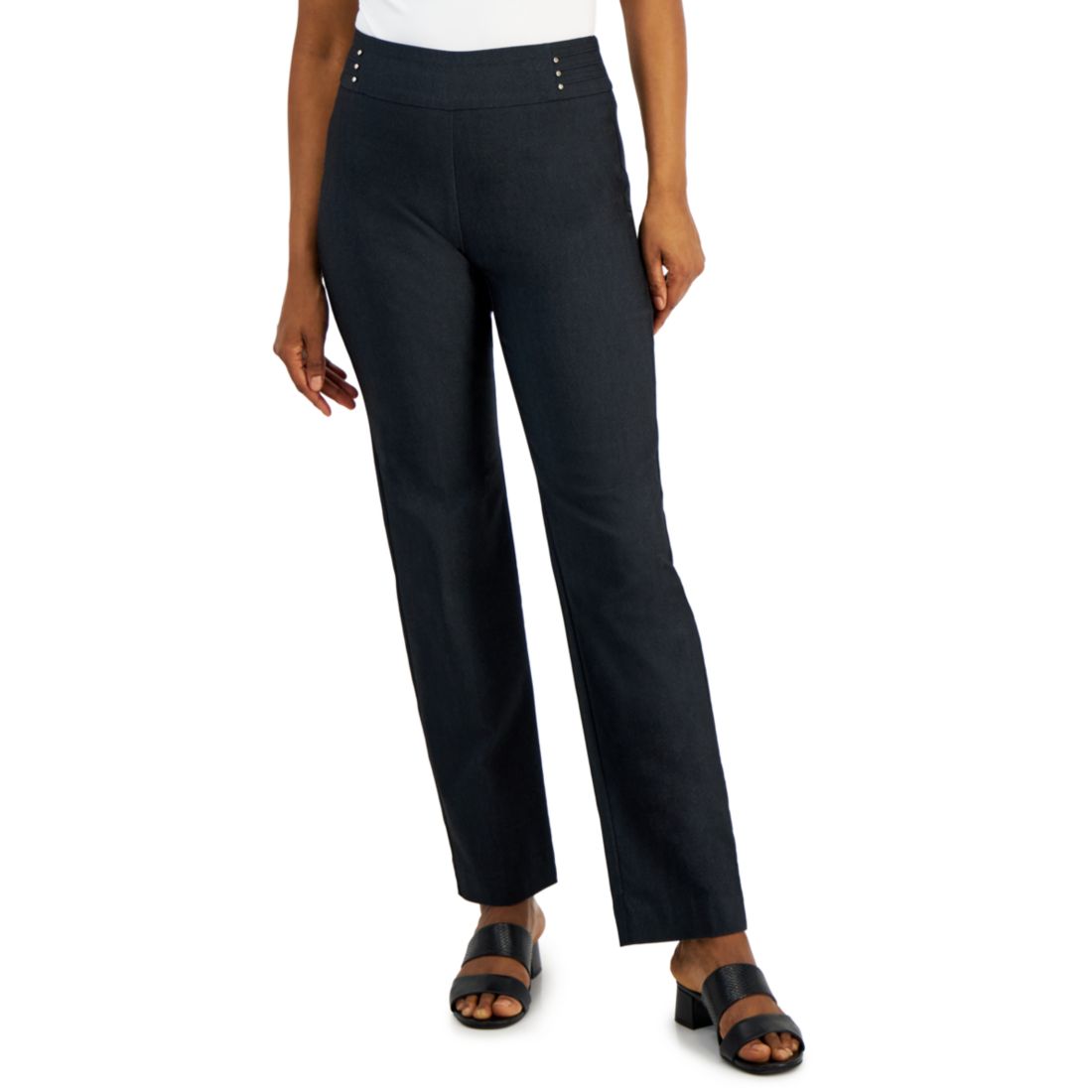 Jm Collection Women's Studded-Rivet Pull-On Pants
