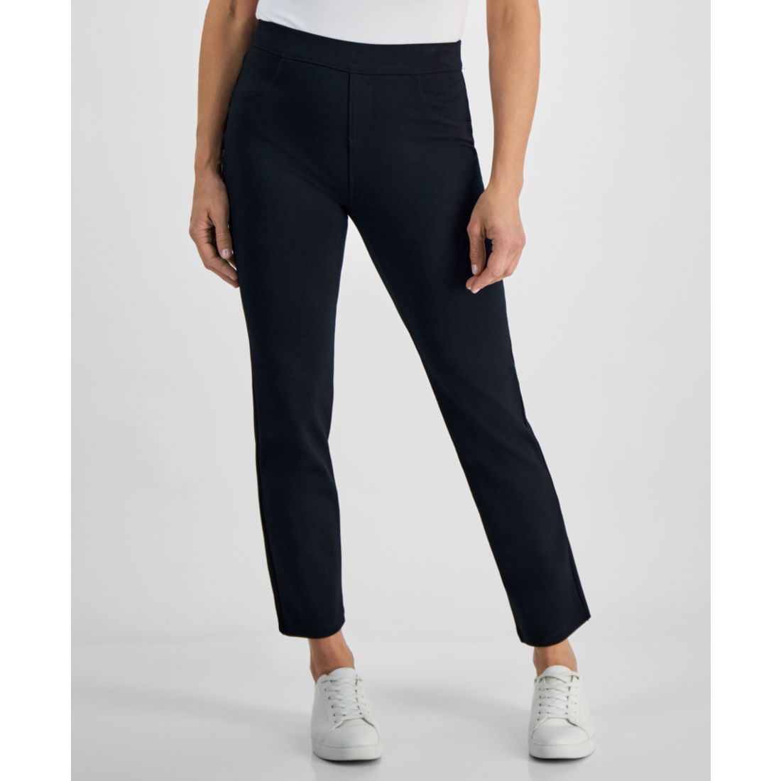 Style & Co Petite Mid Rise Pull On Straight Leg Ponte Pants, Created for Macy's