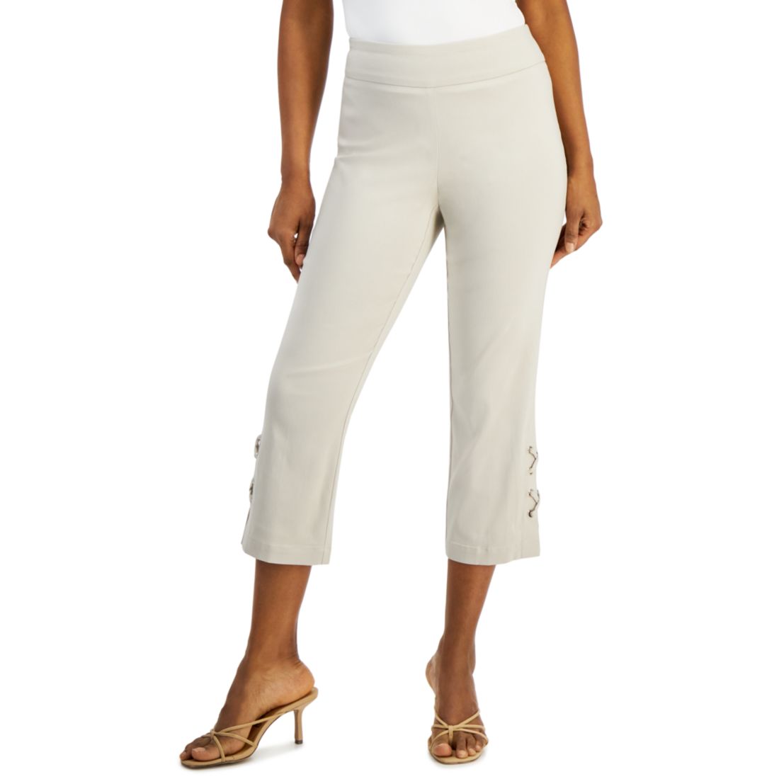 Jm Collection Petite Side-Lace-Up Capri Pants, Created for Macy's