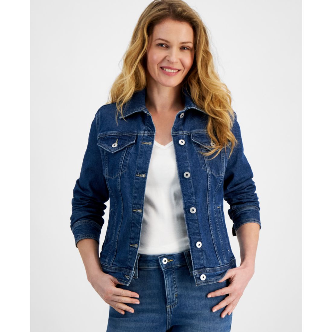 Style & Co Petite Classic Denim Trucker Jacket, Created for Macy's
