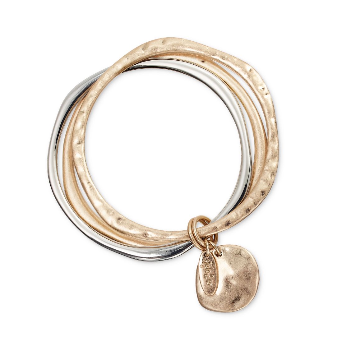 Style & Co Two-Tone 3-Pc. Set Sculptural Bangle Bracelets, Exclusively at Macy's