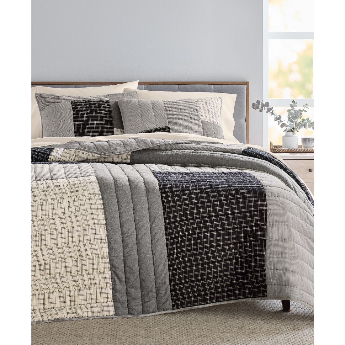 Oake Striped & Stitched 3-Pc. Quilt Set, King, Exclusively at Macy's