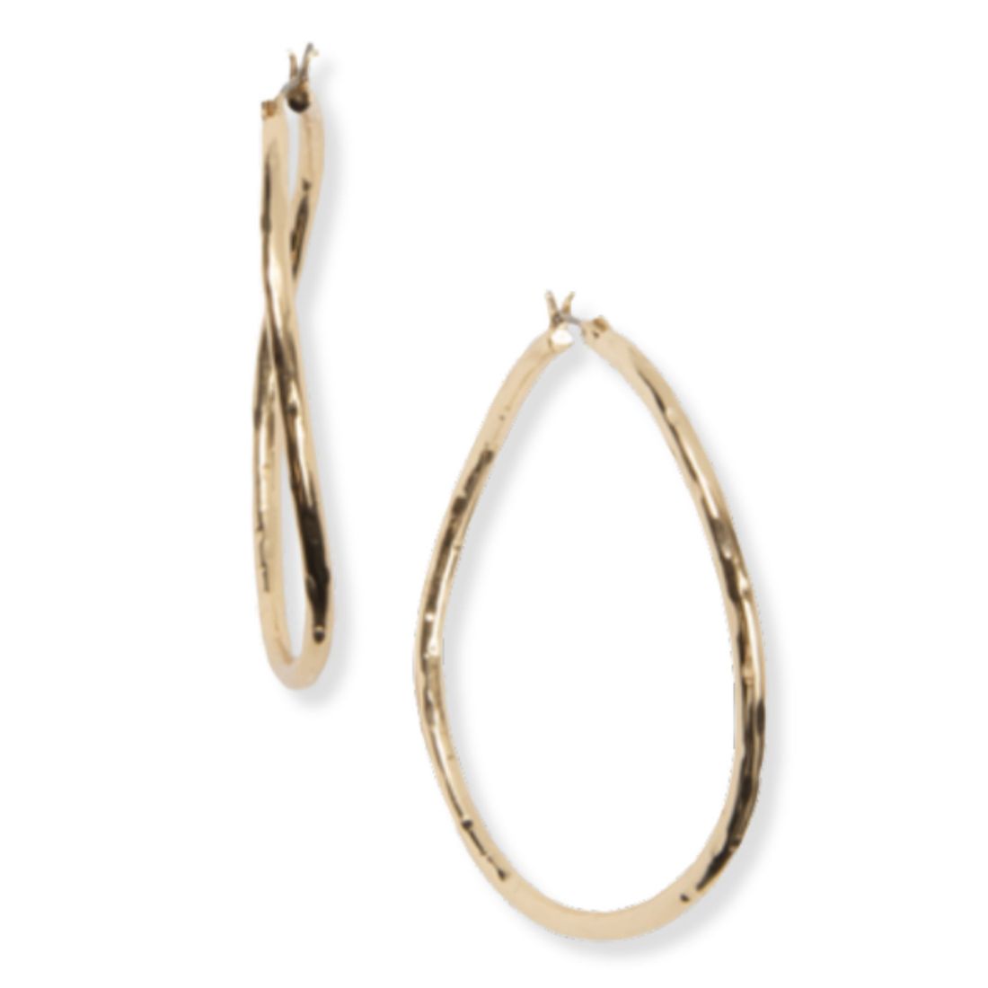 Style & Co Gold-Tone Medium Hammered Hoop Earrings, 2", Exclusively at Macy's