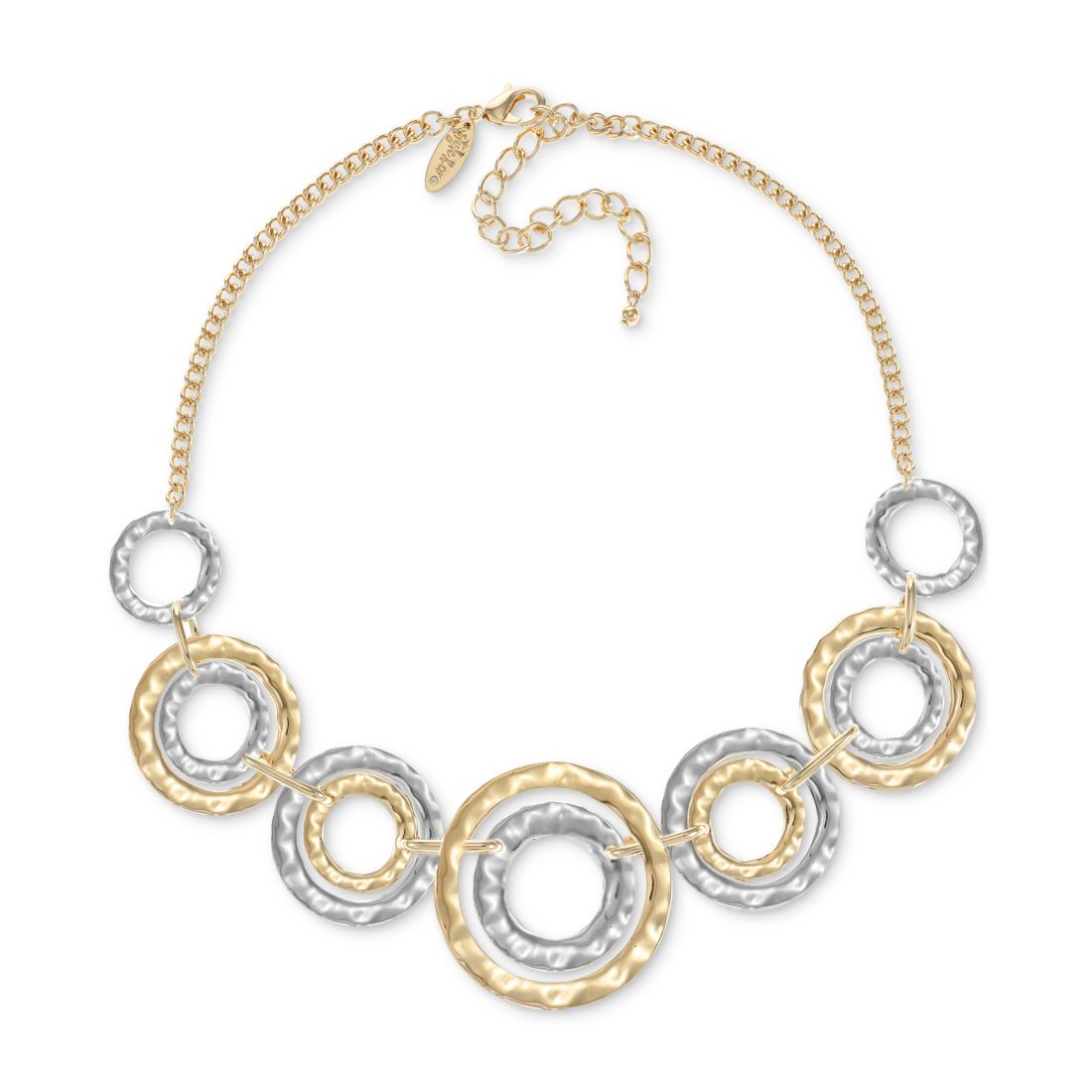 Style & Co Two-Tone Hammered Link Statement Necklace, 18" + 3" extender, Exclusively at Macy's
