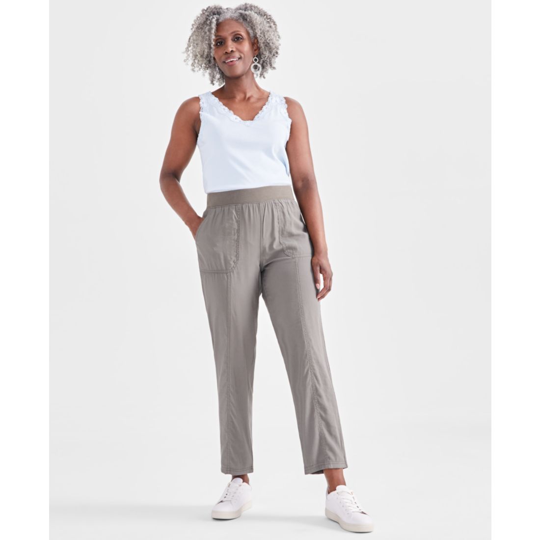 Style & Co Petite Mid Rise Pull-On Ankle Pants, Created for Macy's