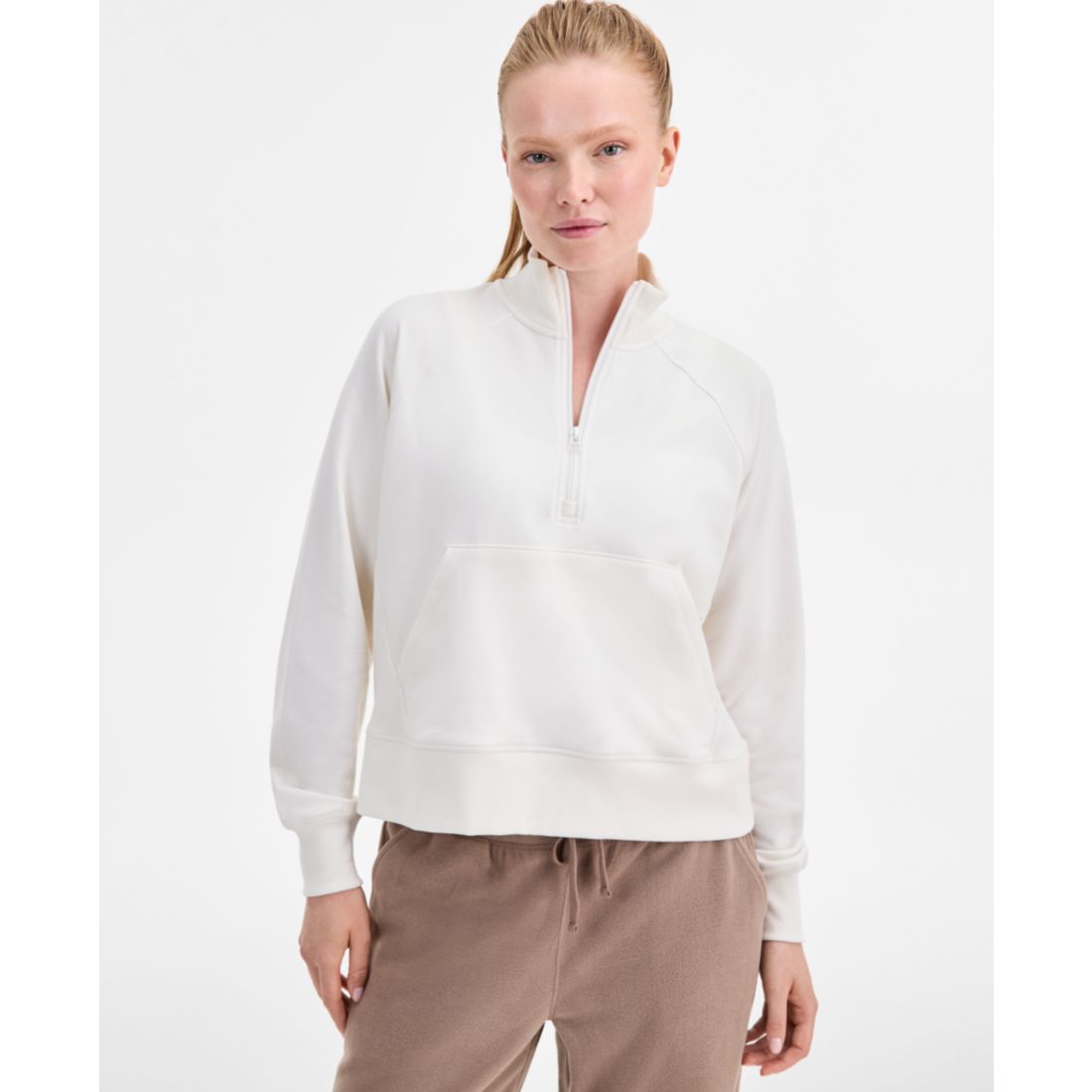 Id Ideology Women's Solid Fleece Quarter-Zip Sweatshirt, Macy's Exclusive