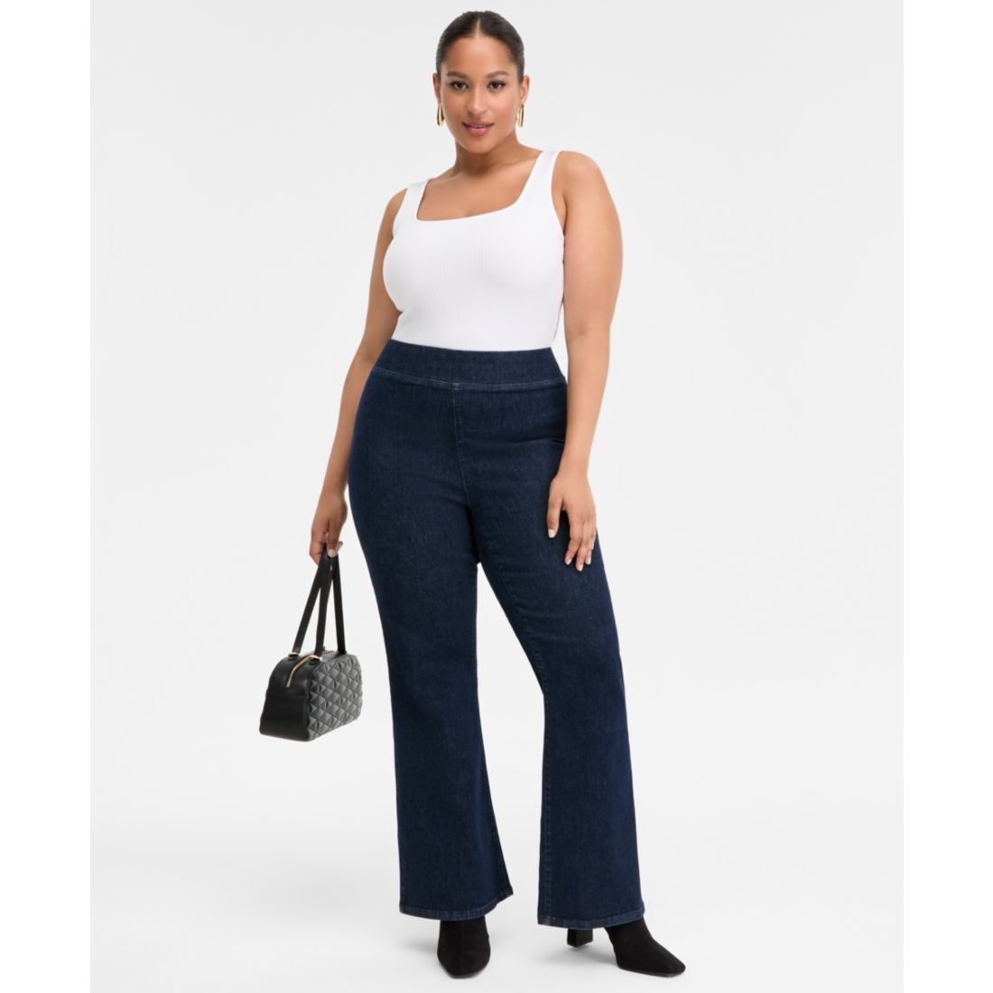 I.n.c. International Concepts Plus Size High-Rise Pull-On Flared Jeans, Macy's Exclusive