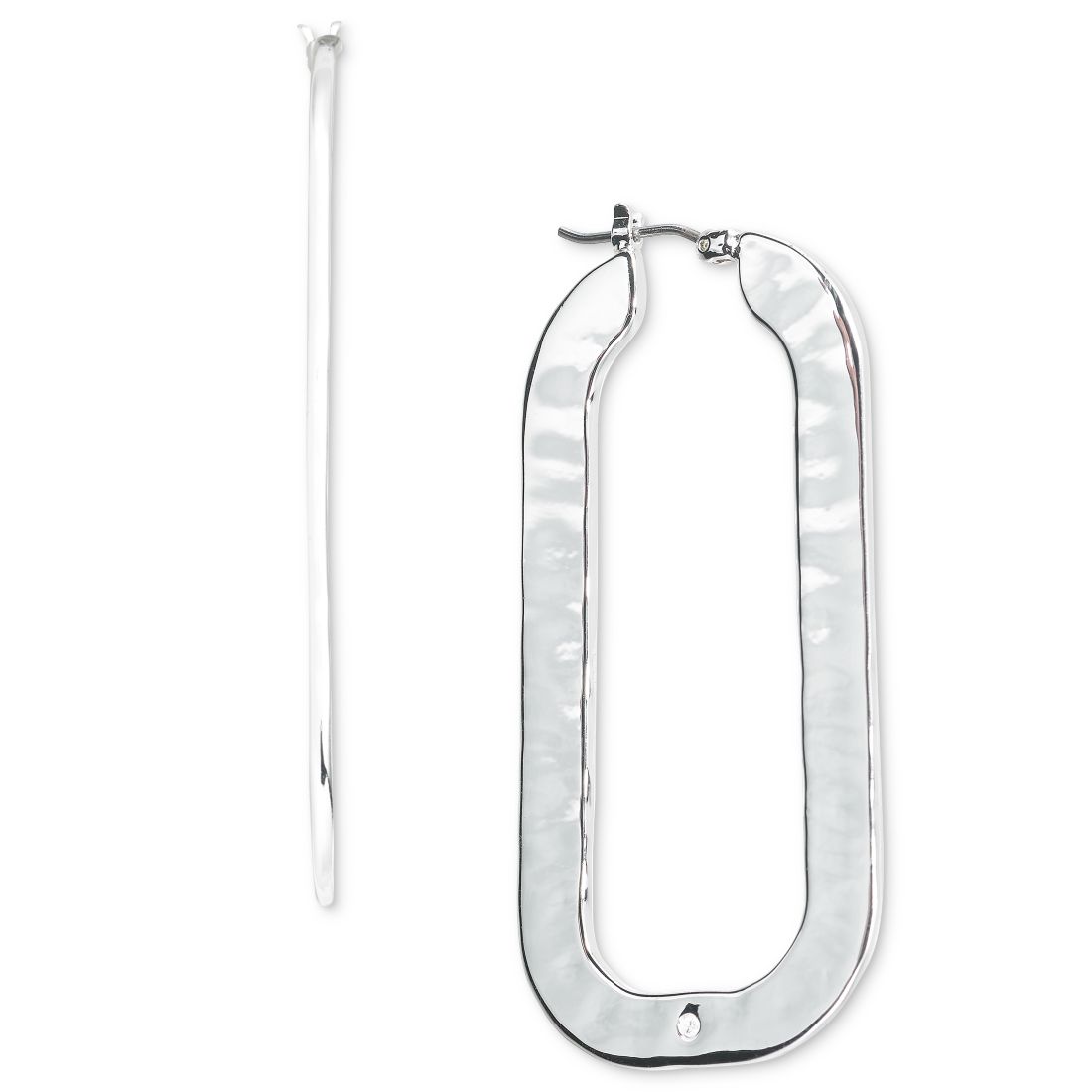 Style & Co Silver-Tone Rounded Rectangle Hoop Earrings, Macy's Exclusive
