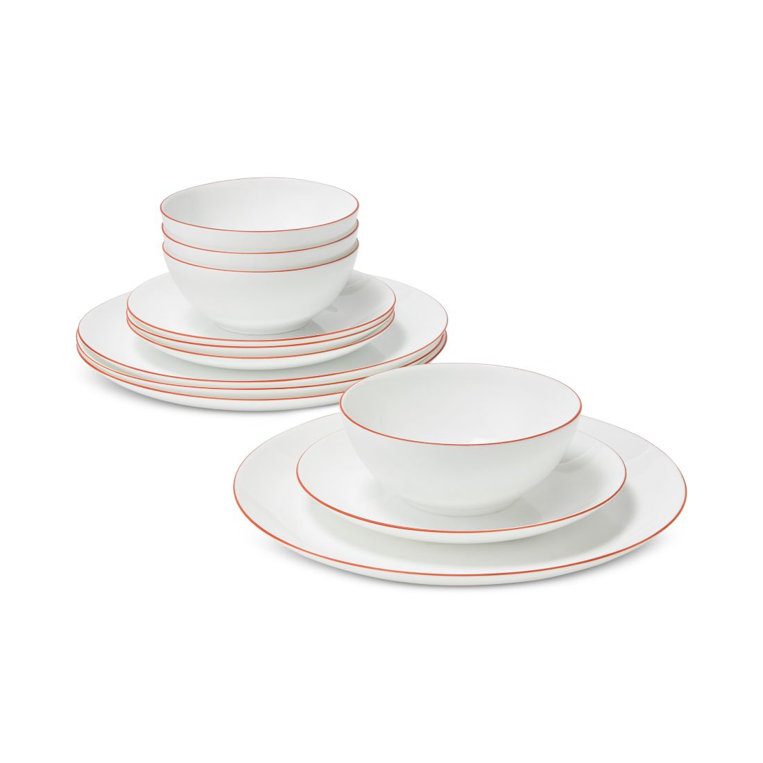 Arch Studio Opal Glass Rust Rim 12 Pc. Dinnerware Set, Service for 4, Exclusively at Macy's