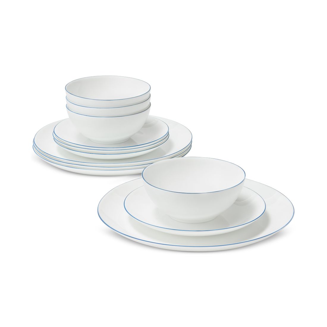 Arch Studio Opal Glass Blue Rim 12 Pc. Dinnerware Set, Service for 4, Exclusively at Macy's