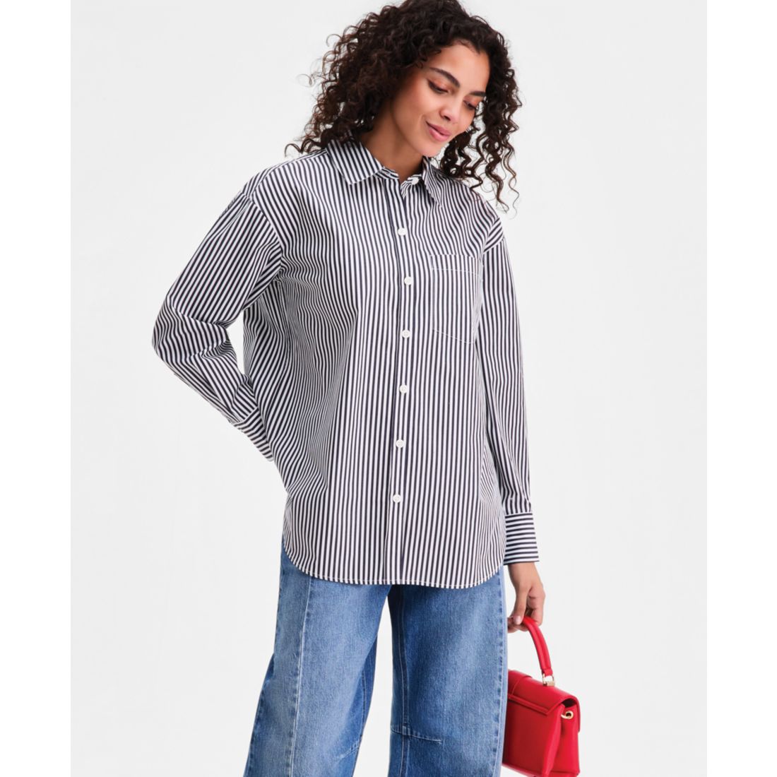 On 34th Women's Cotton Poplin Oversized Button Down Shirt , Macy's Exclusive