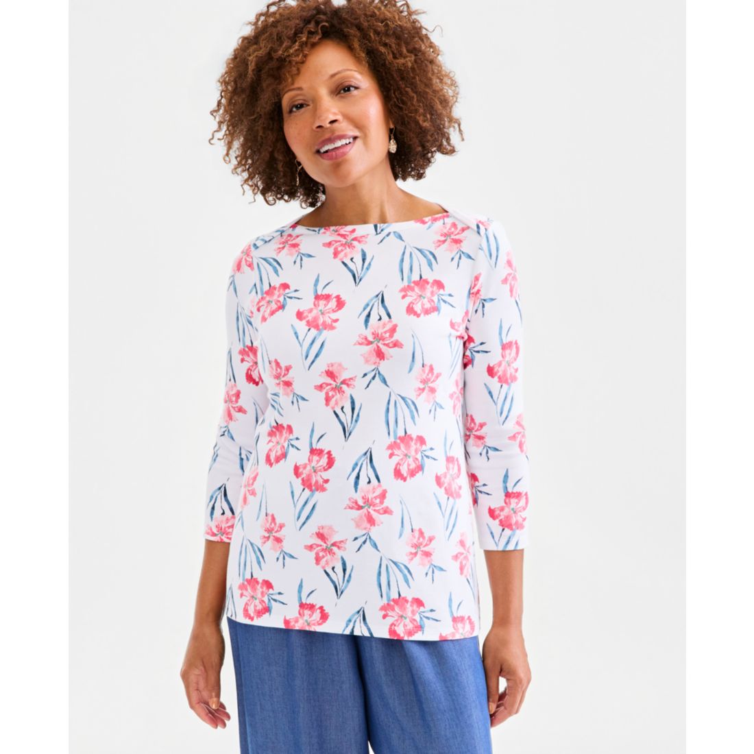Style & Co Petite Boat Neck Pull-On Top, Macy's Exclusive