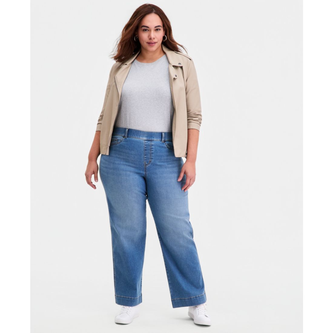 Style & Co Plus Size Shaping Pull-On Wide-Leg Jeans, Macy's Exclusive