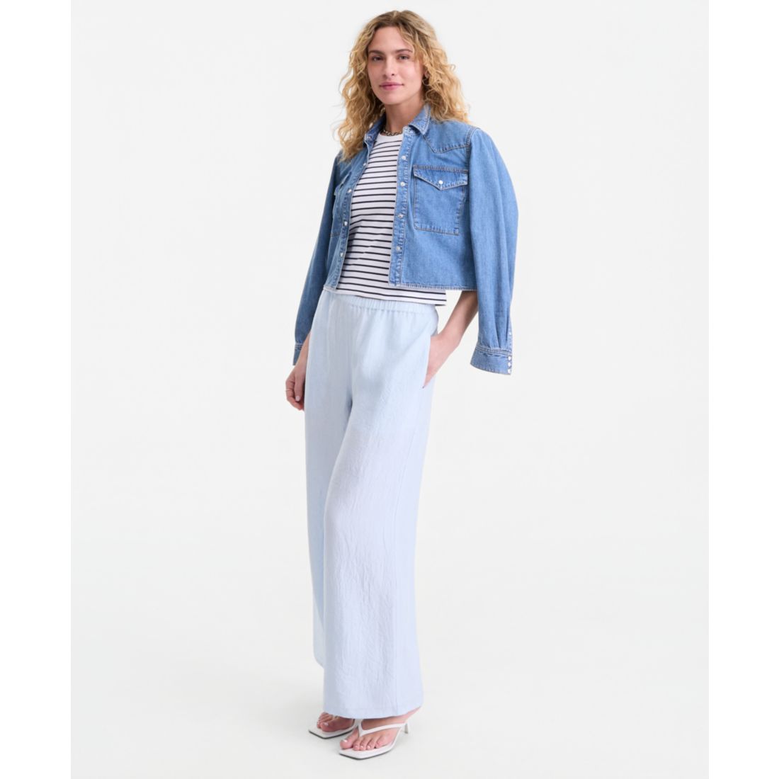 On 34th Women's Crinkle Satin Wide-Leg Pull-On Pants, Regular & Short, Macy's Exclusive