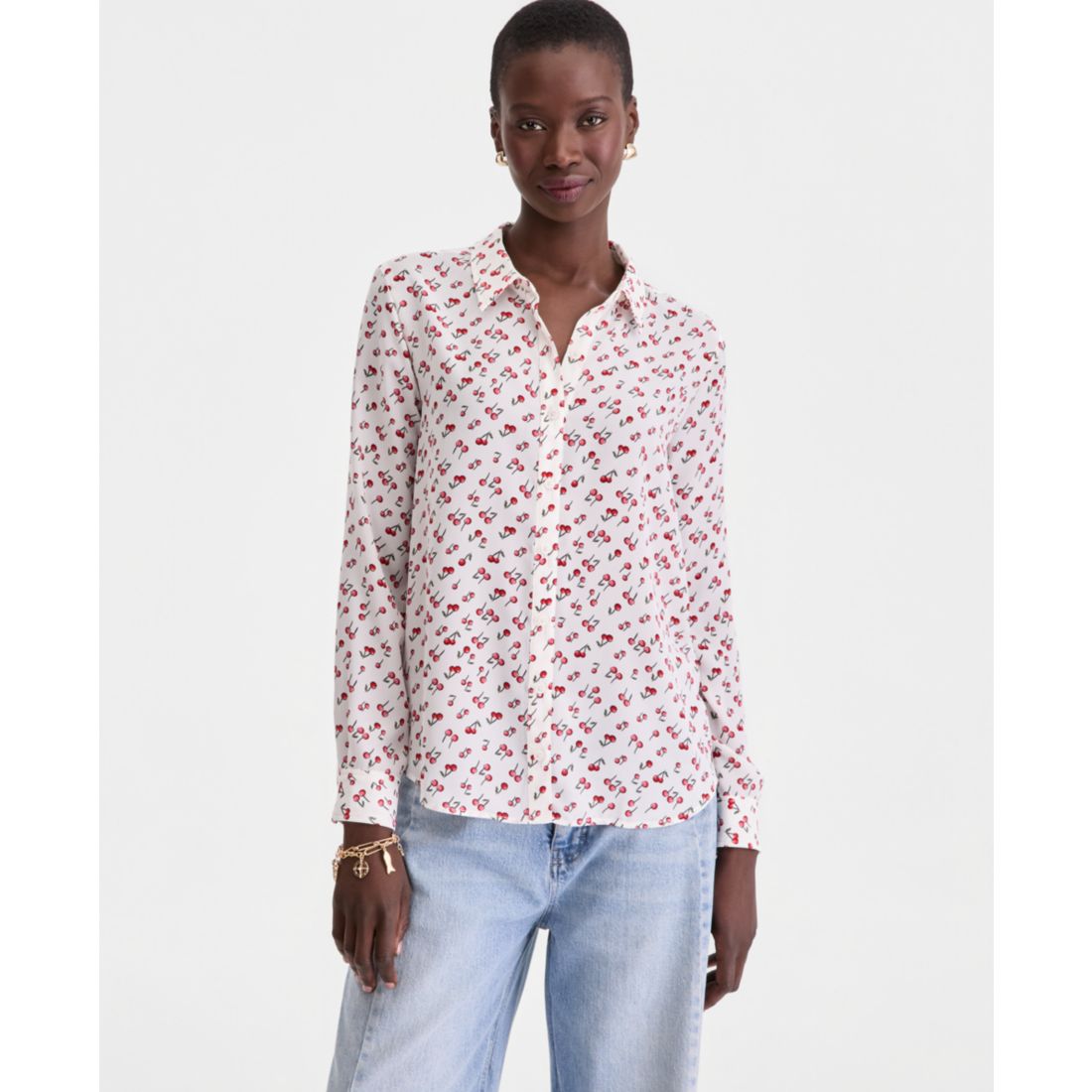 On 34th Women's Button-Front Crepe Shirt, Created for Macy's