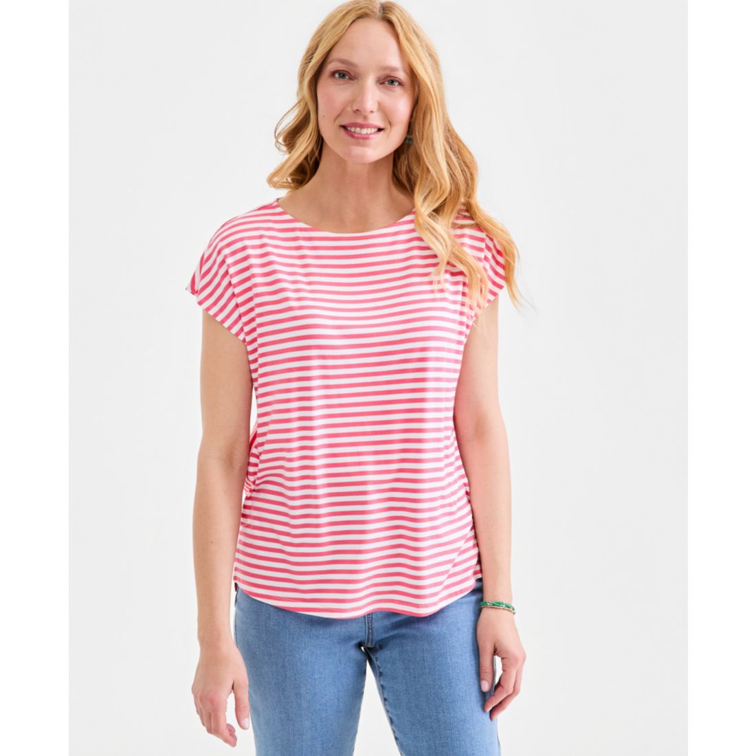 Style & Co Petite Striped Short-Sleeve Top, Macy's Exclusive