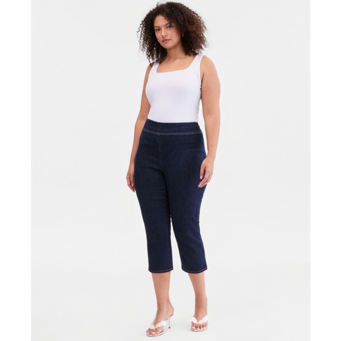 I.n.c. International Concepts Plus Size Pull-On Capri Jeans, Macy's Exclusive