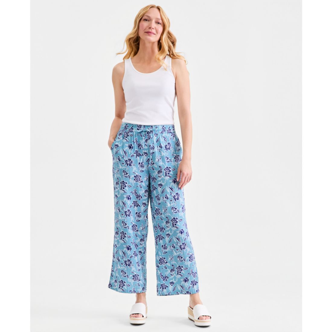 Style & Co Women's Printed Cotton Gauze Pull On Pants, Macy's Exclusive