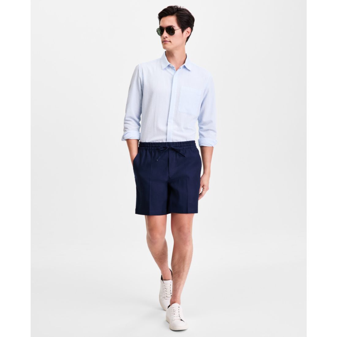 Macy's Alfani Men's Linen-Blend Pull On Shorts, Macy's Exclusive