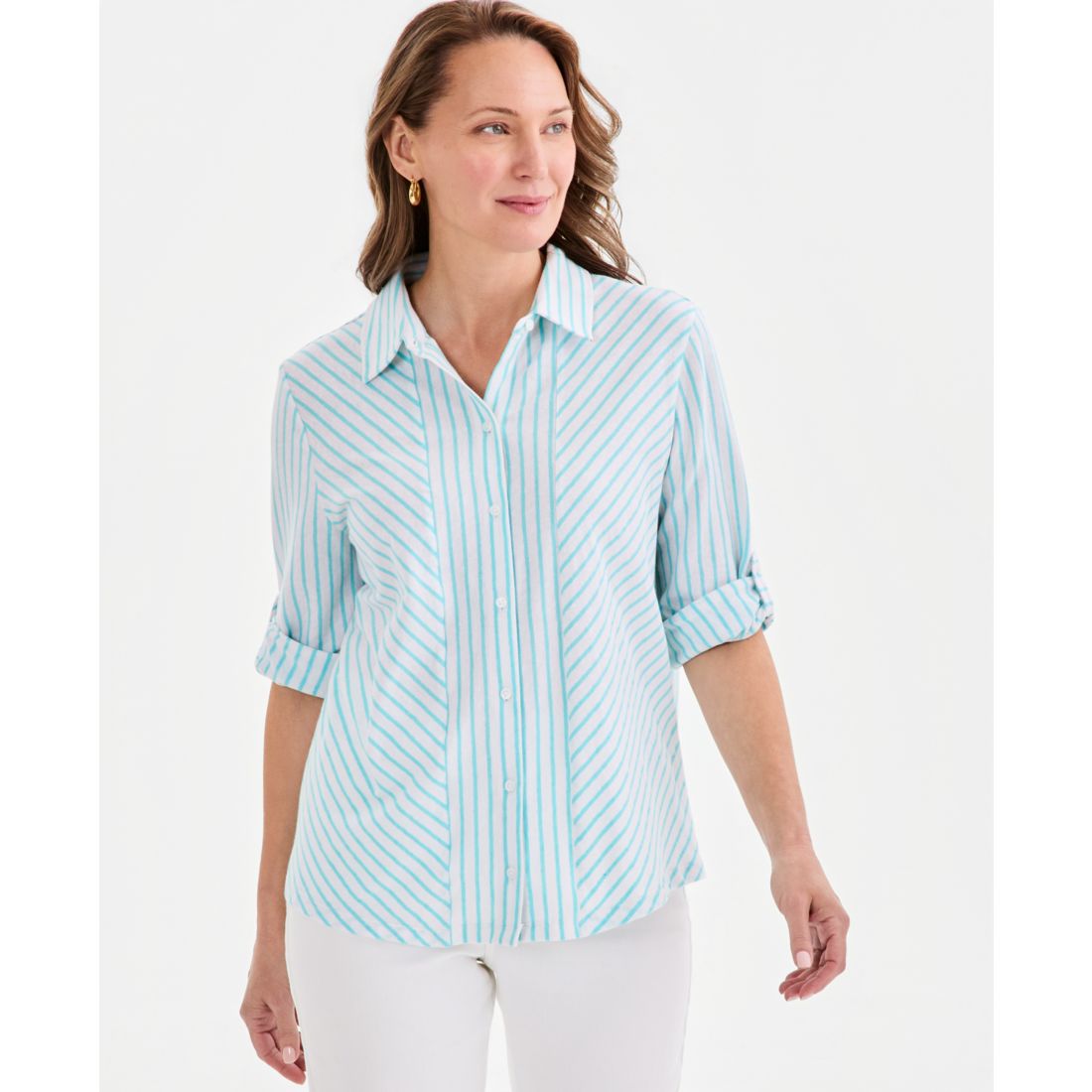 Style & Co Petite Collared Neck Button-Down Top, Macy's Exclusive