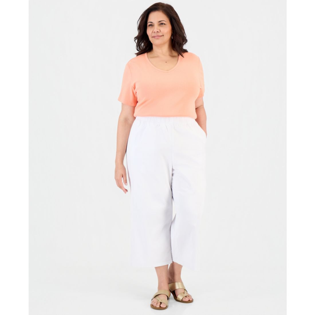 Style & Co Plus Pull-On Wide-Leg Capri Pants, Macy's Exclusive