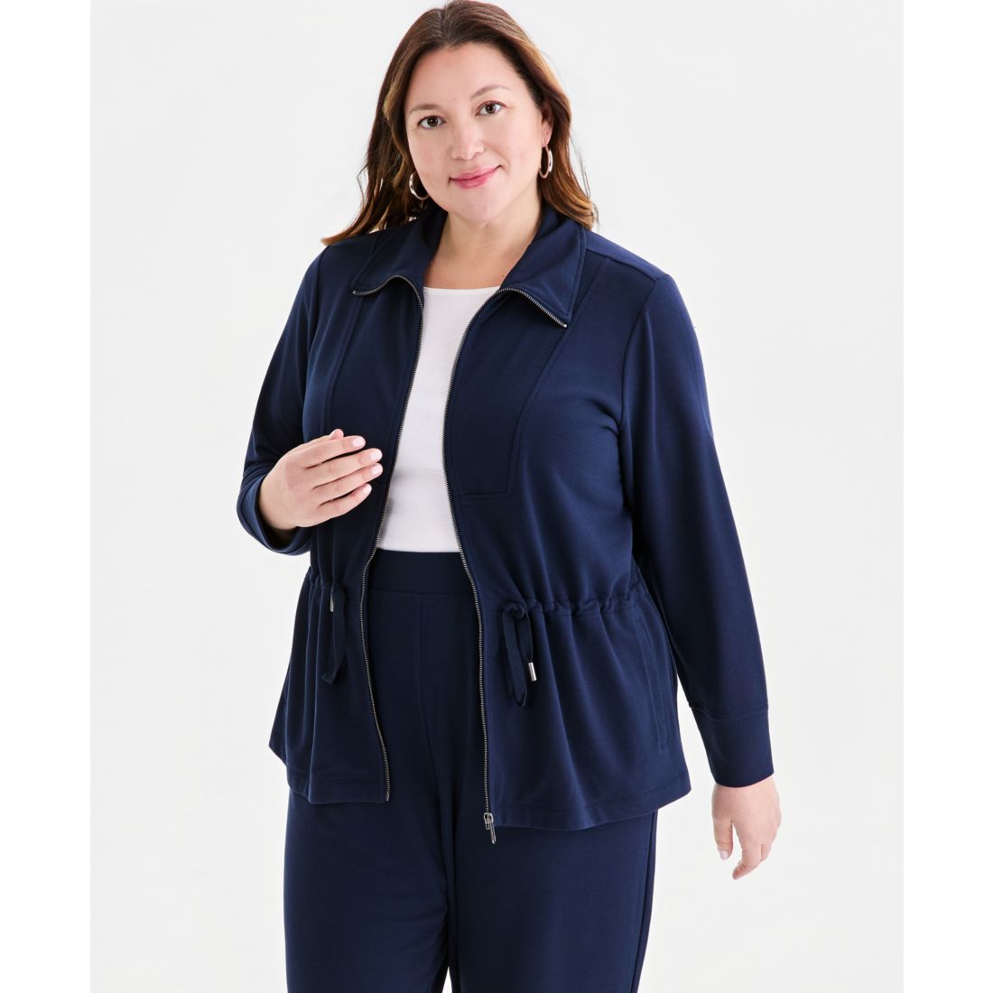 Style & Co Plus Size LuxLounge French Terry Zip Jacket, Macy's Exclusive