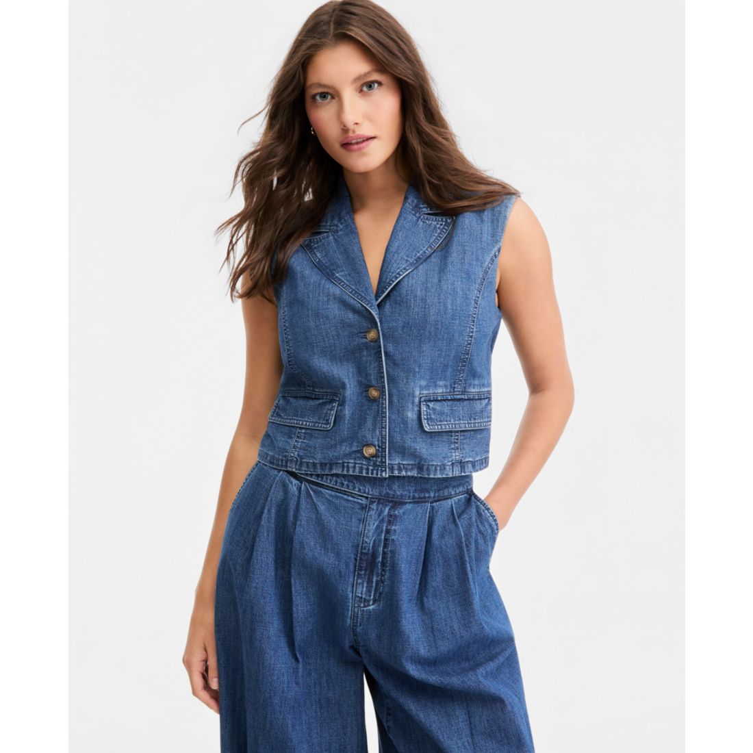On 34th Women's Cropped Denim Vest, Macy's Exclusive
