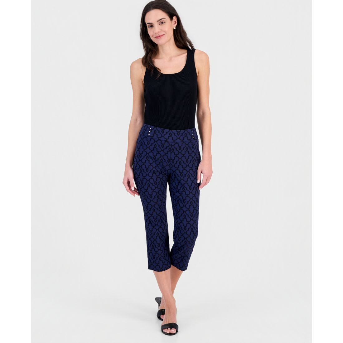 Jm Collection Women's Jacquard Mid-Rise Pull-On Capri Pants, Macy's Exclusive