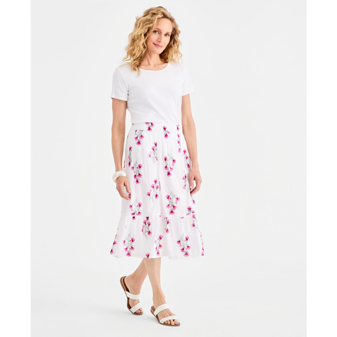 Style & Co Women's Printed Cotton Pull-On Midi Skirt, Macy's Exclusive
