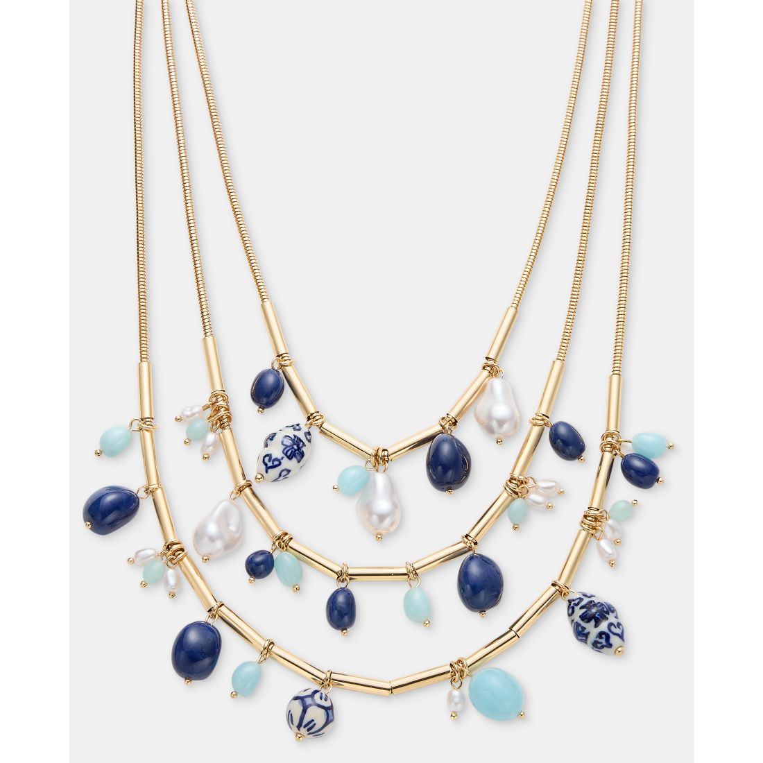 Style & Co Gold-Tone Beaded Three-Layer Necklace, Macy's Exclusive