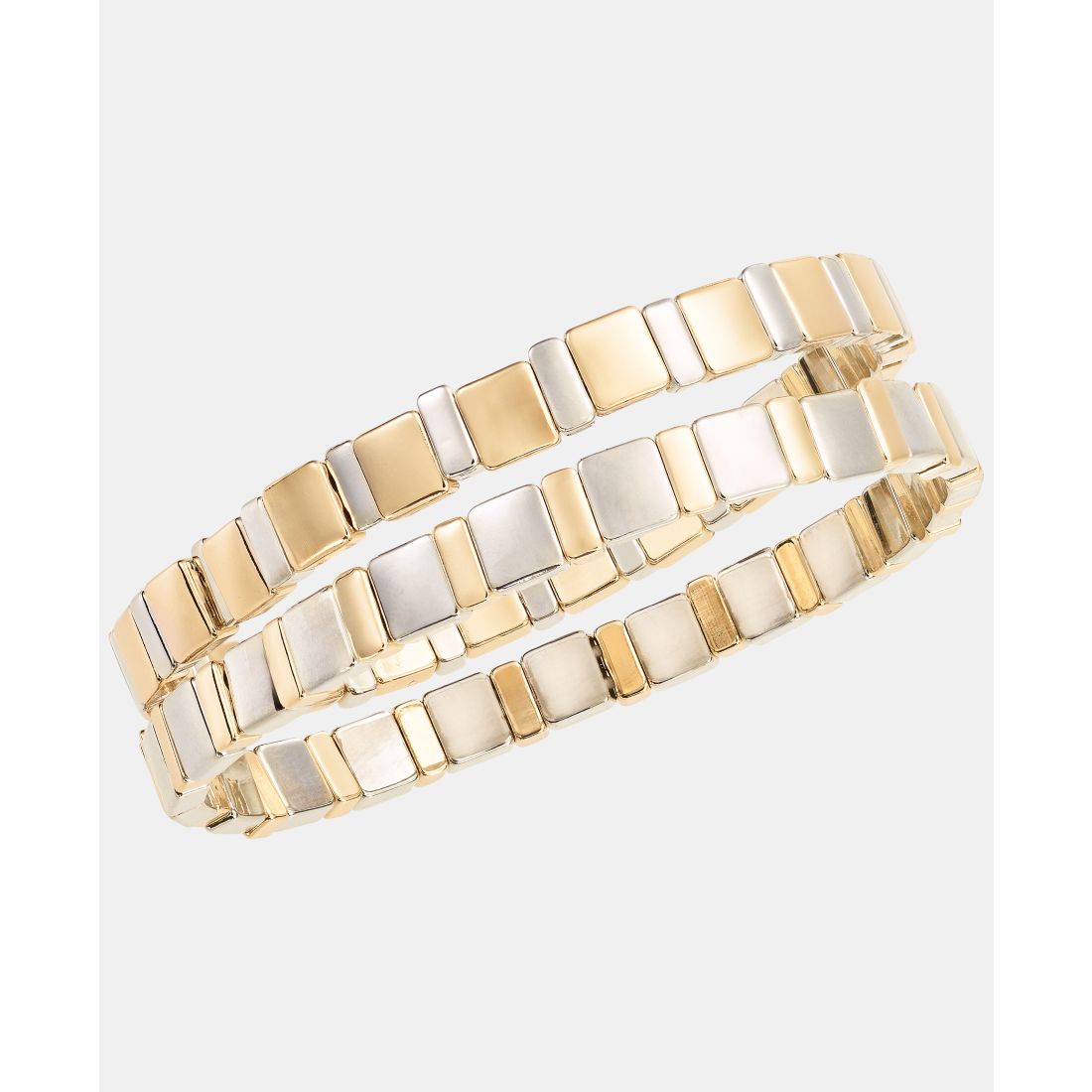 On 34th 2-Pc. Set Two Tone Square Link Stretch Bracelets, Macy's Exclusive