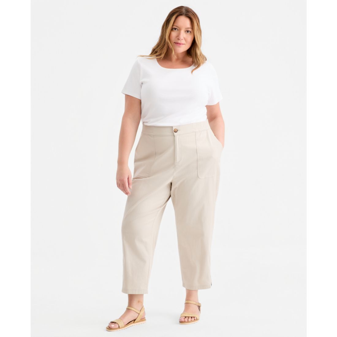 Style & Co Plus Size Side-Zip Cropped Tapered Pants, Macy's Exclusive