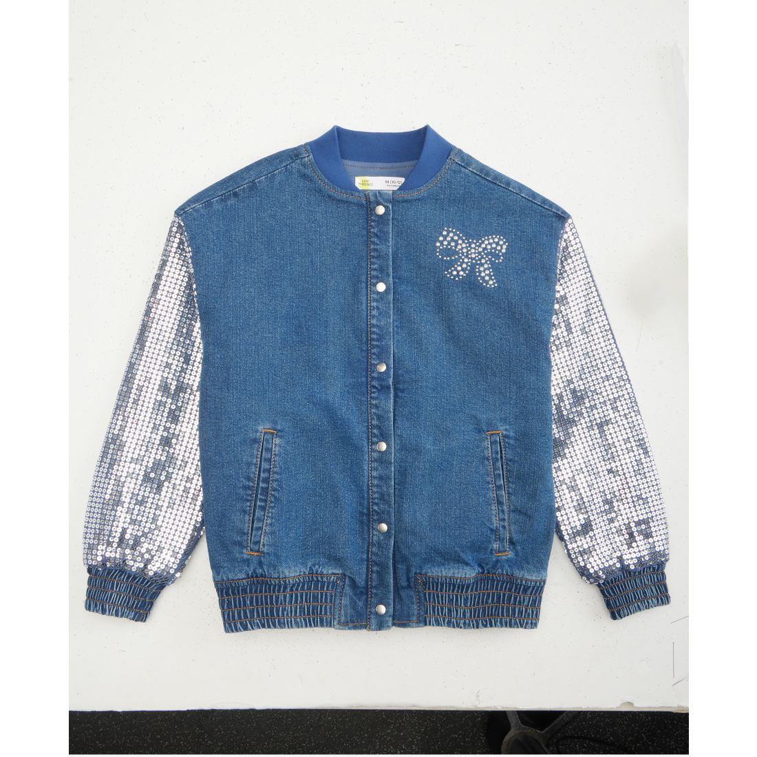 Epic Threads Girls' Xs-xl Sequin Bow Denim Jacket, Macy's Exclusive