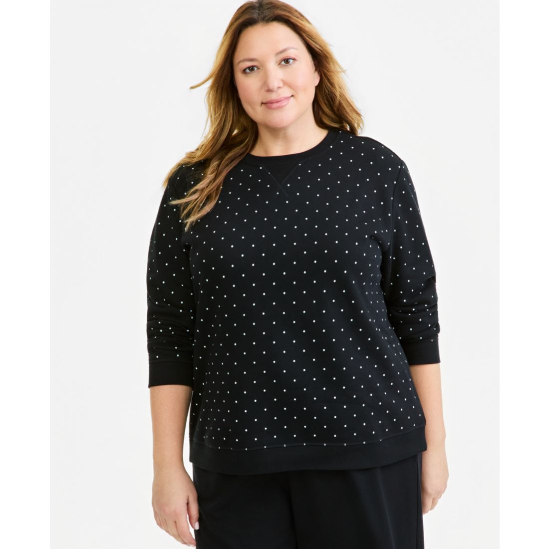 Style & Co Plus Size Printed Fleece Crewneck Sweatshirt, Macy's Exclusive