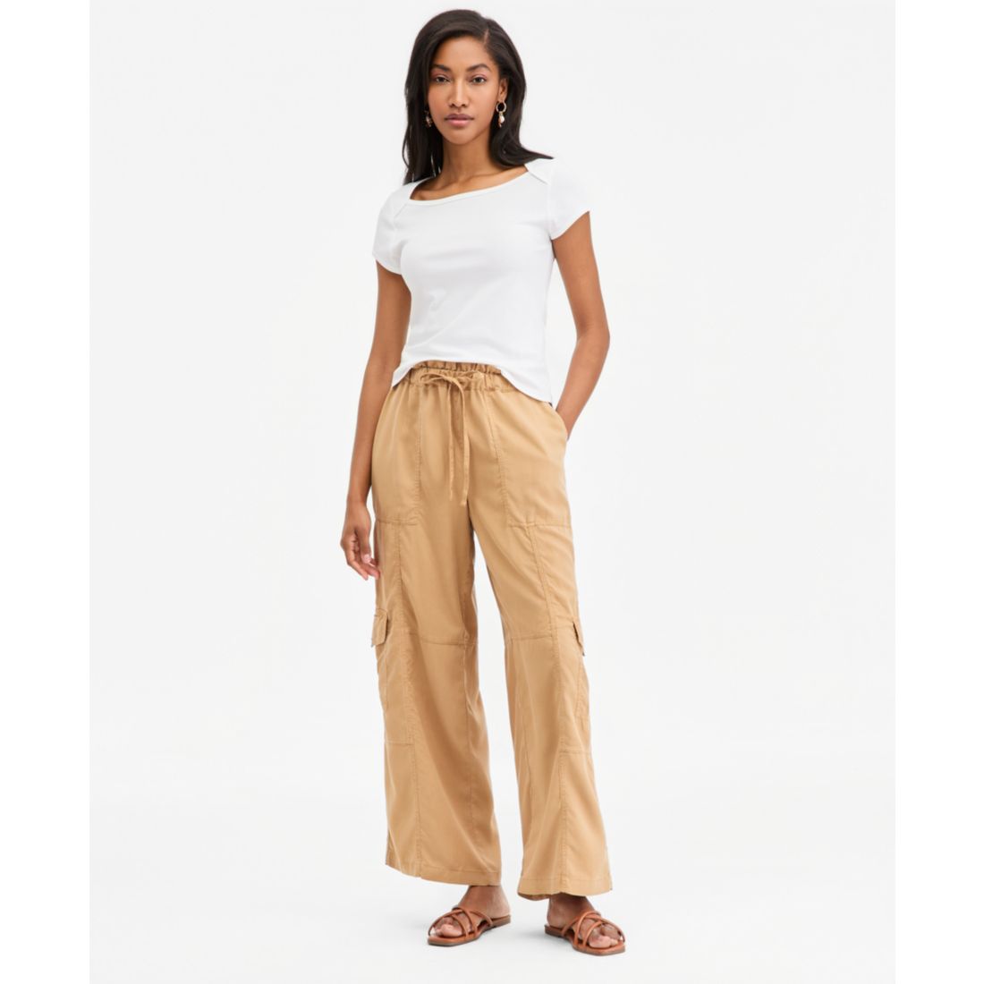 On 34th Women's Pull On Paperbag Cargo Wide Leg Pants, Macy's Exclusive