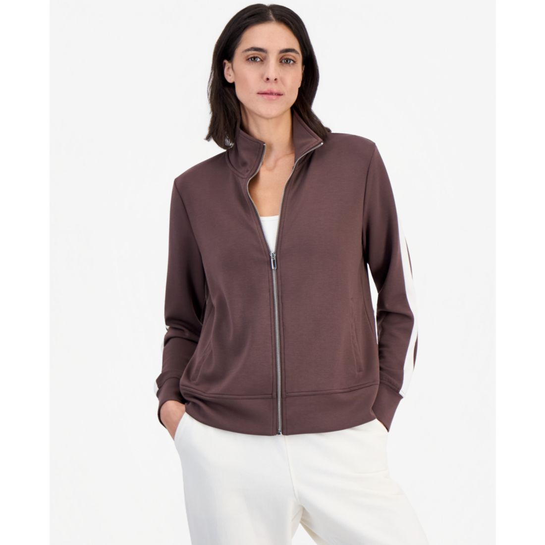 Id Ideology Women's Mock-Neck Relaxed-Fit Full-Zip Jacket, Macy's Exclusive