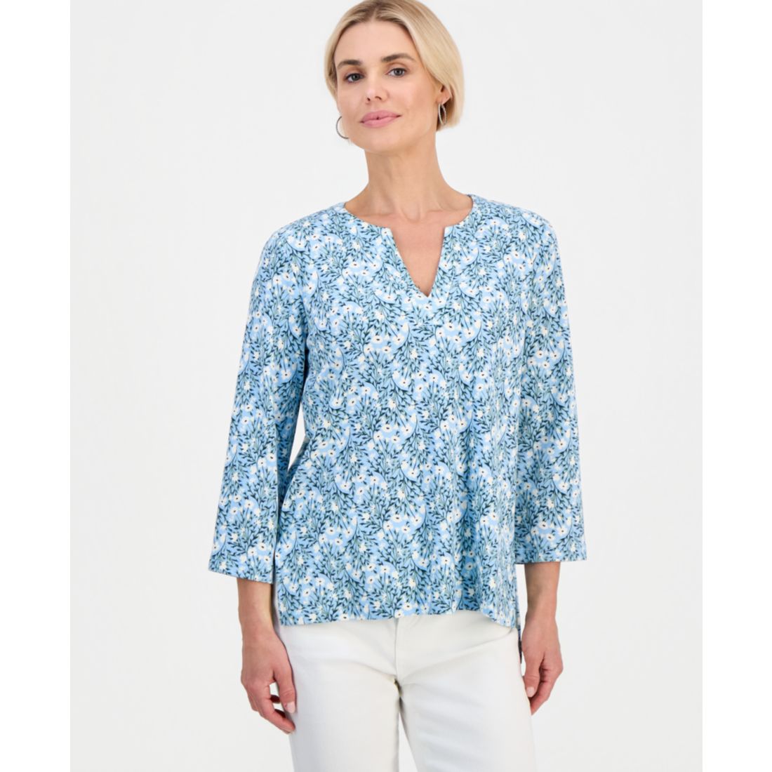 Style & Co Petite Split-Neck Tunic, Macy's Exclusive