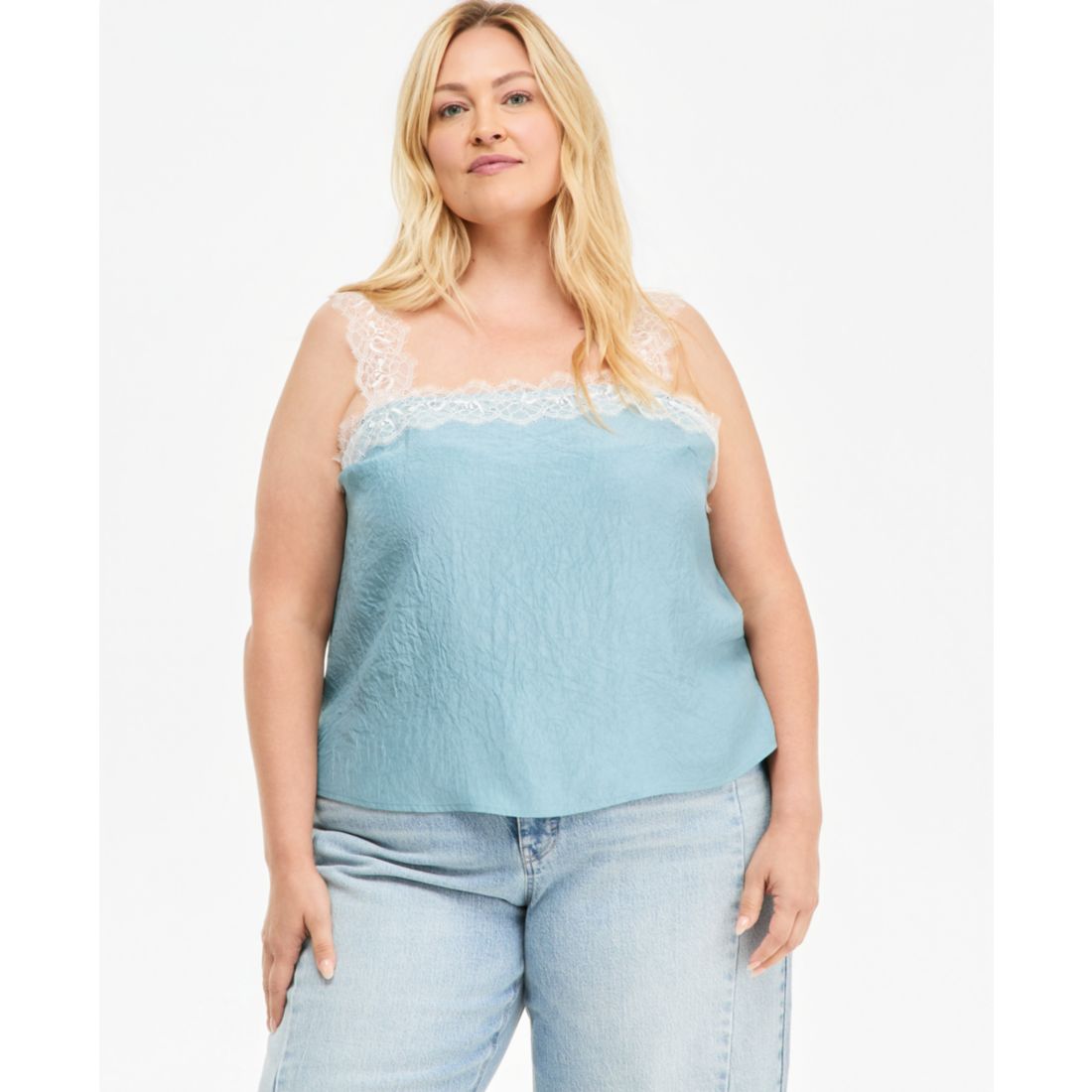 On 34th Plus Size Lace-Trim Crinkle-Texture Camisole, Macy's Exclusive