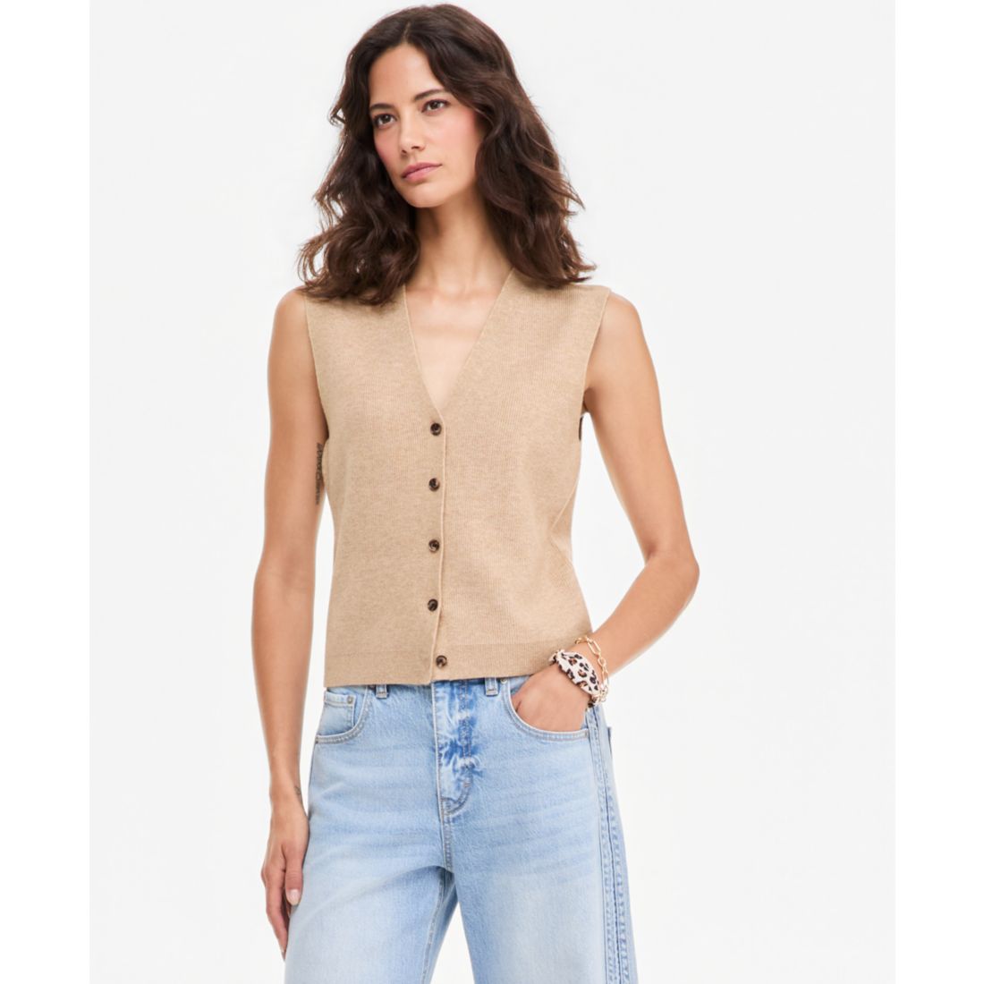 On 34th Women's V-Neck Button-Front Sweater Vest , Macy's Exclusive