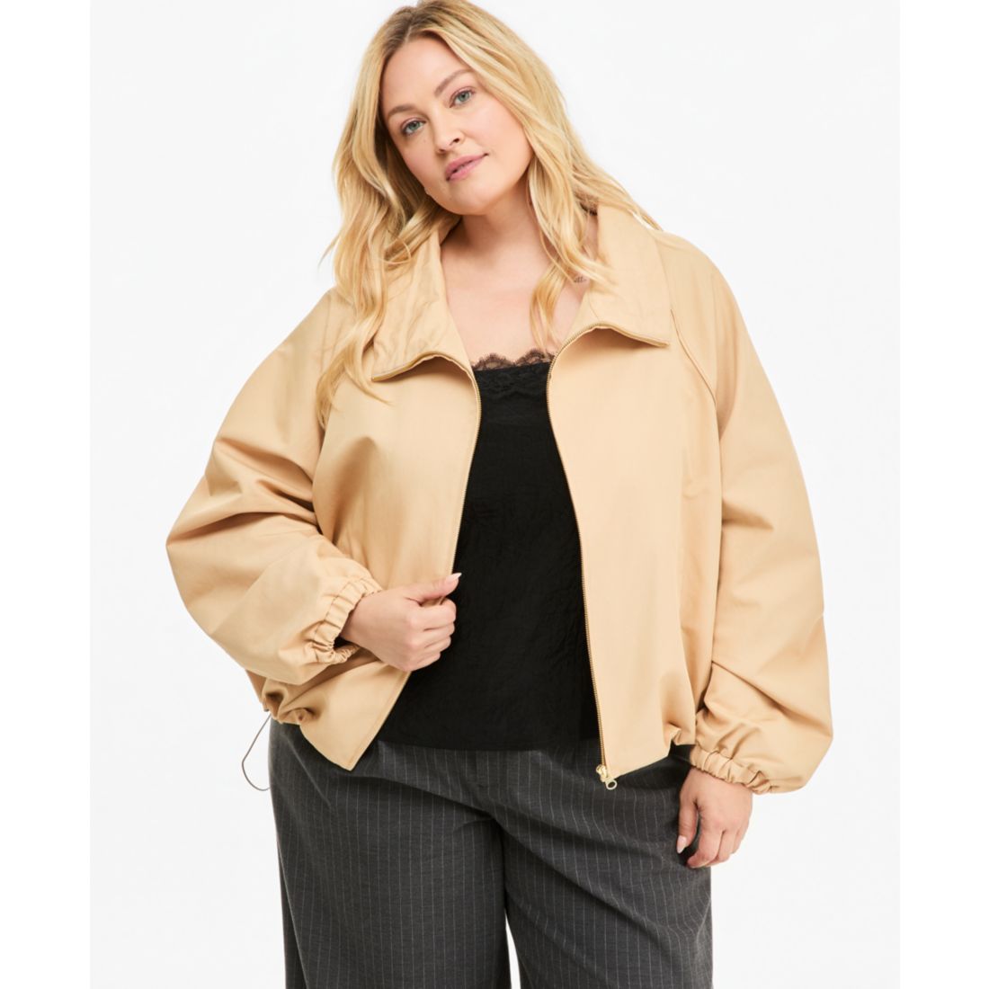 On 34th Trendy Plus Size Drawstring-Hem Utility Jacket, Macy's Exclusive