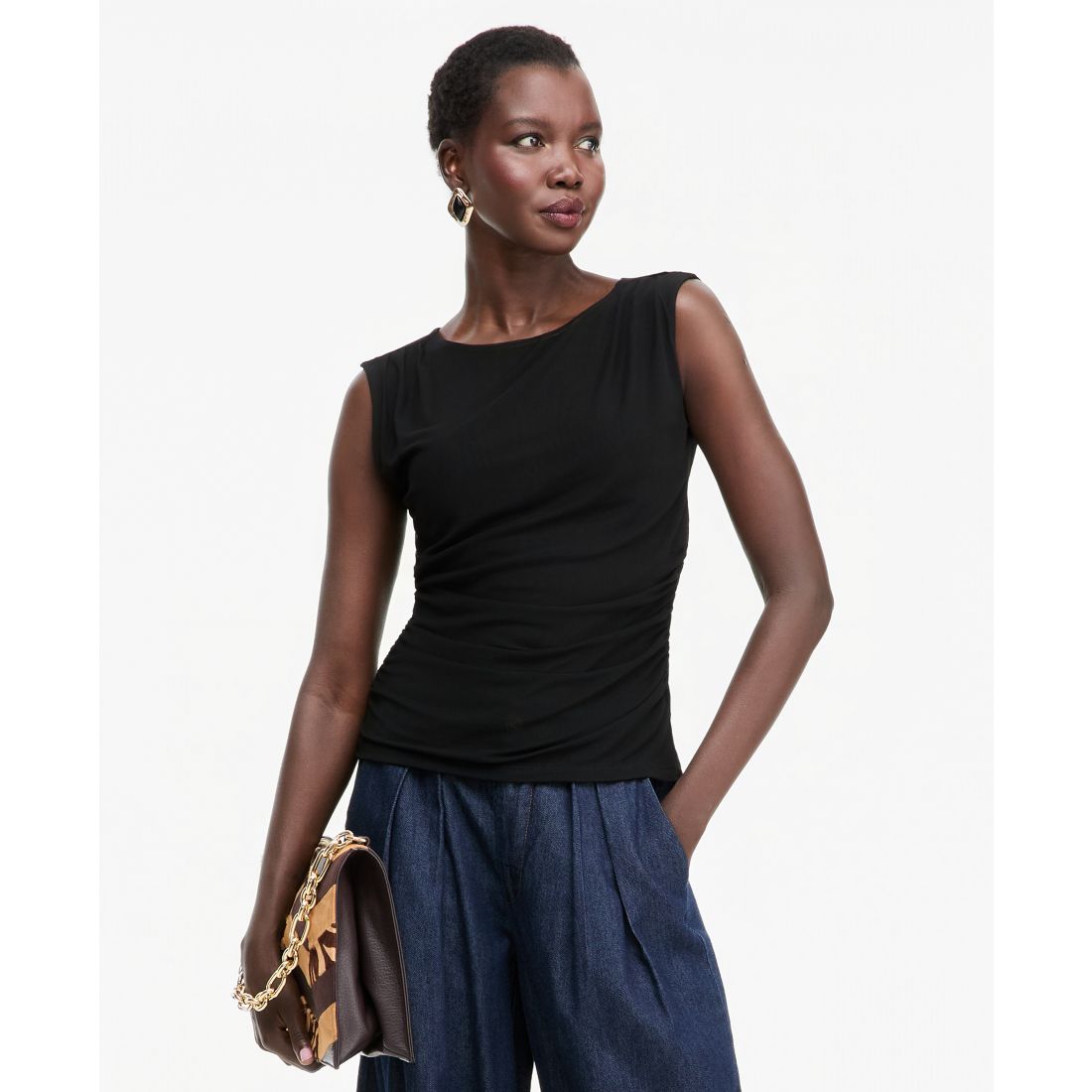 I.n.c. International Concepts I.n.c. Women's Solid Mesh Ruched Tank, Macy's Exclusive