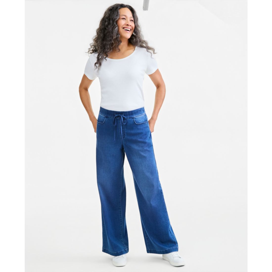 Style & Co Women's Knit High-Rise Wide-Leg Pull-On Jeans, Macy's Exclusive