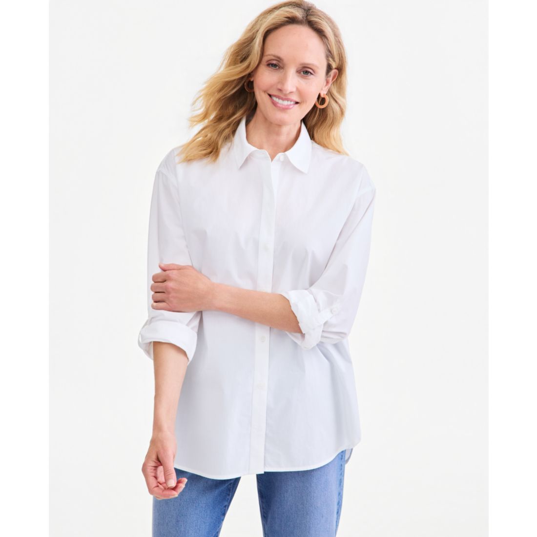 Style & Co Women's Oversized Roll-Tab Button-Front Shirt, Macy's Exclusive