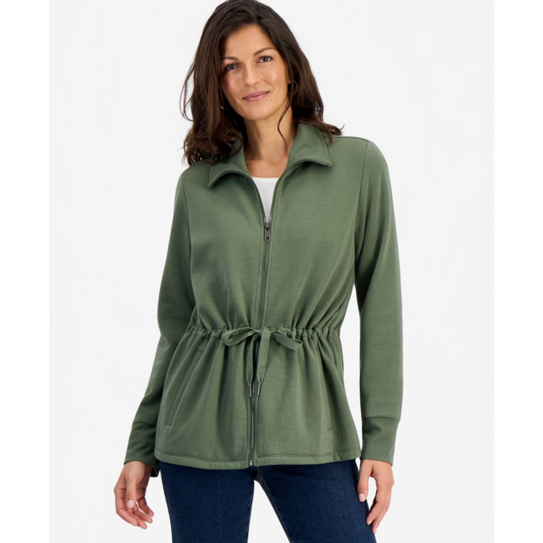 Style & Co Petite Collared Neck Zip-Front Jacket, Macy's Exclusive