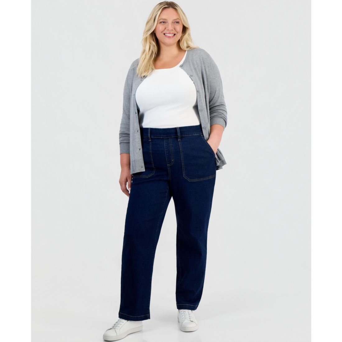 Style & Co Plus Size High-Rise Pull-On Utility Jeans, Macy's Exclusive