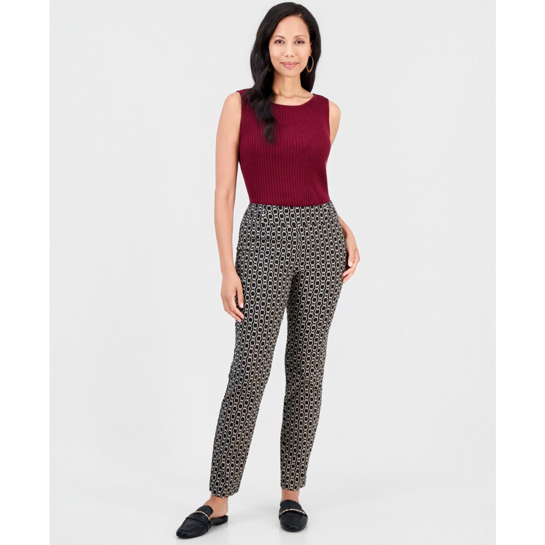 Jm Collection Women's Printed Pull-On Straight Leg Pants, Macy's Exclusive
