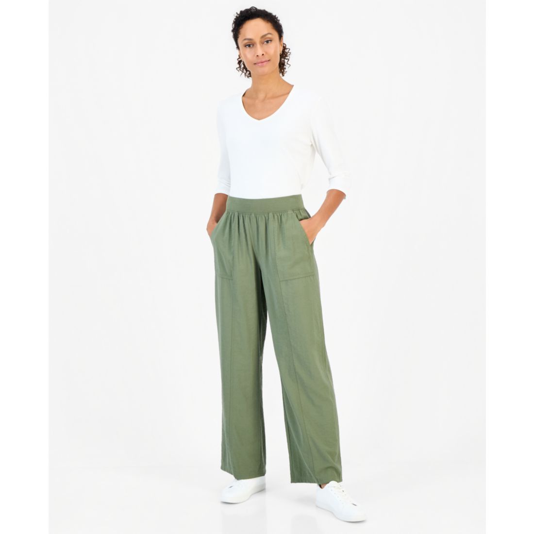 Style & Co Women's High-Rise Pull-On Wide-Leg Drapey Pants, Macy's Exclusive