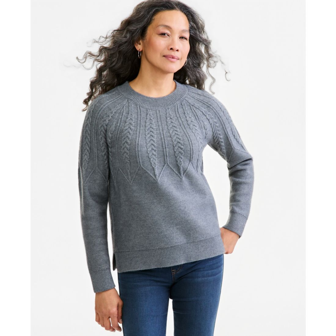 Style & Co Women's Cable Crewneck Long-Sleeve Sweater, Macy's Exclusive